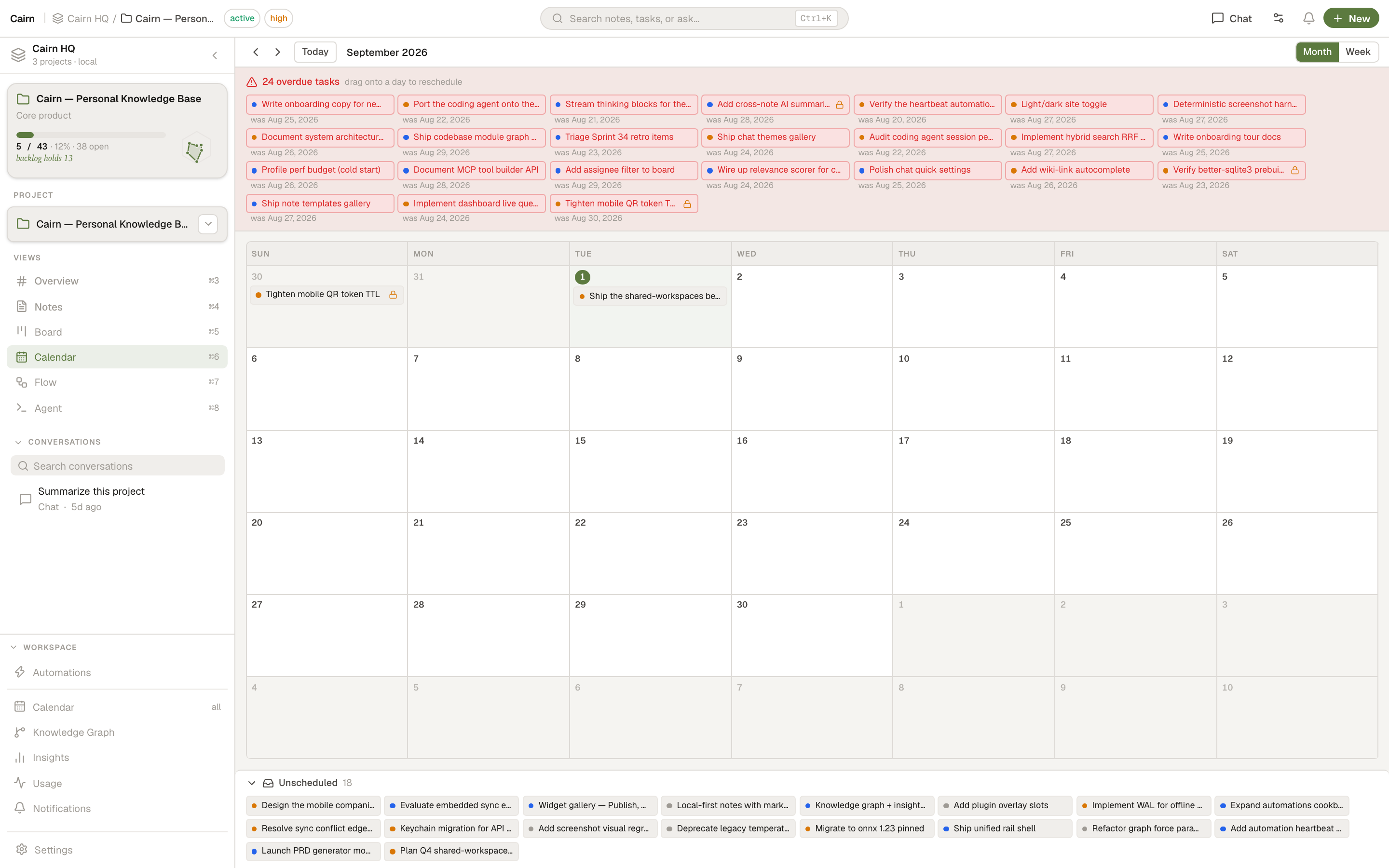 Calendar month view